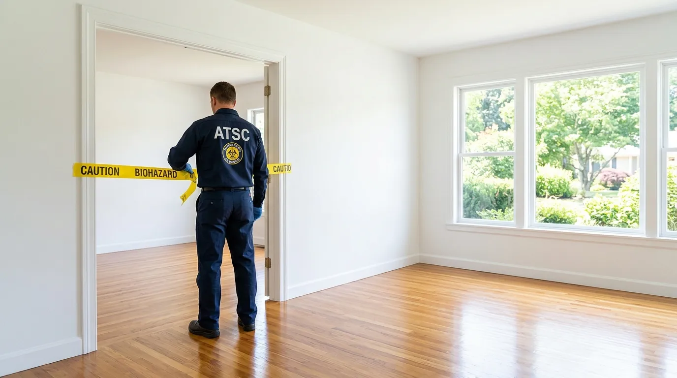 Certified biohazard cleanup crew performing Trauma Scene Cleanup in Bacliff